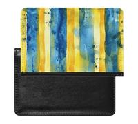 Reisepasshülle mit gelbem und blauem Muster, sichere Reisebrieftasche, PU-Leder, Kreditkarten, Reisepass, Organizer, Tasche für Damen und Herren, weiß, Einheitsgröße, modern, weiß, Einheitsgröße,