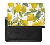 Reisepasshülle mit gelbem Zitronenmuster, sichere Reisebrieftasche, PU-Leder, Kreditkarten, Reisepass, Organizer, Tasche für Damen und Herren, weiß, Einheitsgröße, modern, weiß, Einheitsgröße, Modern