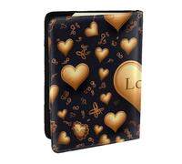 Reisepasshülle mit goldenem Herz und Liebe, RFID-Reisepasshülle, Brieftasche, PU-Leder, Reisepasshülle, niedlicher Reisepassschutz für Damen und Herren