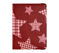 Reisepasshülle mit Karomuster, kariert, rot, Leder, dekorativ, wasserdicht, Reisepasshülle, ultradünn, Kariertes Karomuster mit Sternen, Rot, 1 size