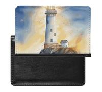 Reisepasshülle mit Kartenfächern, Leder, blauer Schmetterling, klein, wasserdicht, Reisepasshülle für Reisen, Leuchtturm Fantasy Light, Einheitsgröße