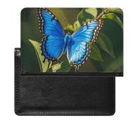 Reisepasshülle mit Kartenfächern, Leder, blauer Schmetterling, klein, wasserdicht, Reisepasshülle für Reisen, Blue Butterfly Small, Einheitsgröße