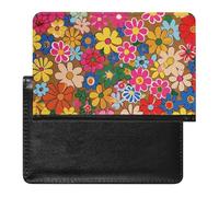 Reisepasshülle mit Kartenfächern, Leder, helles Blumenmuster, wasserdicht, Reisepasshülle für Reisen, Leuchtender Blumen-Stil, Einheitsgröße