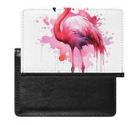 Reisepasshülle mit Kartenfächern, Leder, helles Blumenmuster, wasserdicht, Reisepasshülle für Reisen, Flamingo-Aquarell, Einheitsgröße