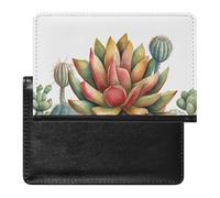 Reisepasshülle mit Kartenfächern, Leder, Mackinac-Hängebrücke, wasserdicht, Reisepasshülle für Reisen, Aquarell-Sukkulente, Einheitsgröße