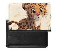 Reisepasshülle mit Kartenfächern, Leder, niedlicher Jaguar, wasserdicht, Reisepasshülle für Reisen, Niedlicher Jaguar-Baby, Einheitsgröße