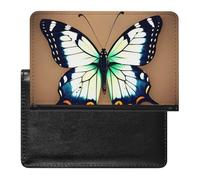 Reisepasshülle mit Kartenfächern, Leder, Pfingstrose, wasserdicht, Reisepasshülle für Reisen, Niedlicher kleiner Schmetterling, Einheitsgröße