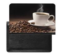 Reisepasshülle mit Kartenfächern, Leder, Reisepasshalter, Bootskarte, wasserdichte Reisepasshülle für Reisen, Kaffeetasse und Kaffeebohnen., Einheitsgröße