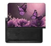 Reisepasshülle mit Kartenfächern, Leder, Reisepasshalter, Cowboy-Hut, Westernstiefel, wasserdicht, Reisepasshülle für Reisen, 3D-Blumen und violetter Schmetterling, Einheitsgröße