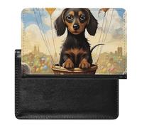 Reisepasshülle mit Kartenfächern, Leder, Reisepasshalter, Cowboy-Hut, Westernstiefel, wasserdicht, Reisepasshülle für Reisen, Heißluftballon Dackel, Einheitsgröße