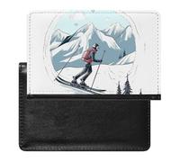 Reisepasshülle mit Kartenfächern, Leder, Reisepasshalter, Flugzeug, wasserdicht, Reisepasshülle für Reisen, Ski-Thema, Einheitsgröße