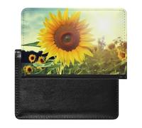 Reisepasshülle mit Kartenfächern, Leder, Reisepasshalter, Glühwürmchen und Laterne, wasserdicht, Reisepasshülle für Reisen, Wunderschöne Sonnenblume, Einheitsgröße