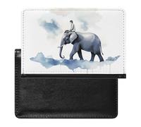 Reisepasshülle mit Kartenfächern, Leder, Reisepasshalter, Mann, der auf einem Elefanten reitet, wasserdicht, Reisepasshülle für Reisen, Mann reitet einen Elefanten, Einheitsgröße