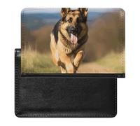 Reisepasshülle mit Kartenfächern, Leder, Reisepasshalter, Tier, Braun, Kuh, wasserdicht, Reisepasshülle für Reisen, Laufender deutscher Schäferhund, Einheitsgröße