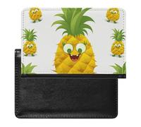 Reisepasshülle mit Kartenfächern, Leder, Reisepasshalter, Tier, Braun, Kuh, wasserdicht, Reisepasshülle für Reisen, Ananas, Einheitsgröße