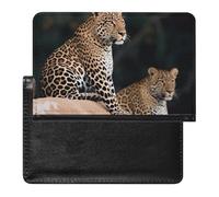 Reisepasshülle mit Kartenfächern, Leder, Reisepasshülle, afrikanischer Leopard auf Felsen, wasserdicht, Reisepasshülle für Reisen, Afrikanischer Leopard auf Felsen, Einheitsgröße