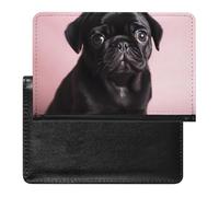 Reisepasshülle mit Kartenfächern, Leder, Reisepasshülle, afrikanisches Tier, Leopard, wasserdicht, Reisepasshülle für Reisen, Süßer schwarzer Mops, Einheitsgröße