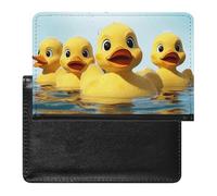 Reisepasshülle mit Kartenfächern, Leder, Reisepasshülle, bunt, wasserdicht, Reisepasshülle für Reisen, Süße gelbe Gummiente, Einheitsgröße