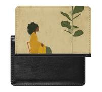 Reisepasshülle mit Kartenfächern, Leder, Reisepasshülle, Schlafendes Kaninchen, wasserdicht, Reisepasshülle für Reisen, Topfpflanze und Frau, Einheitsgröße