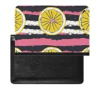 Reisepasshülle mit Kartenfächern, Leder, Reisepasshülle, Schwarz und Weiß, Katze, wasserdicht, Reisepasshülle für Reisen, Gelbe Zitronenscheiben, Einheitsgröße