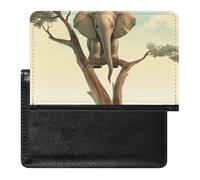 Reisepasshülle mit Kartenfächern, Leder, Reisepasshülle, tropische Früchte, Ananas, wasserdicht, Reisepasshülle für Reisen, Kleiner Elefant auf Baum, Einheitsgröße