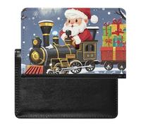 Reisepasshülle mit Kartenfächern, Leder, Reisepasshülle, Weihnachtsmannzug, wasserdicht, Reisepasshülle für Reisen, Santa's Train, Einheitsgröße