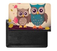 Reisepasshülle mit Kartenfächern, Leder, schöne Punkte, wasserdicht, Reisepasshülle für Reisen, Süße Eulen, Einheitsgröße