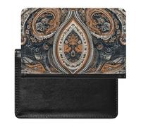 Reisepasshülle mit Kartenfächern, Leder, schwarzes Wassertropfenmuster, wasserdicht, Reisepasshülle für Reisen, Blau und Orange, Einheitsgröße