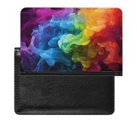 Reisepasshülle mit Kartenfächern, Leder, violette Schmetterlinge, wasserdicht, Reisepasshülle für Reisen, Rainbow Smoke, Einheitsgröße