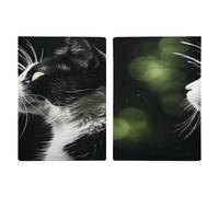 Reisepasshülle mit Katzen-Motiv, ultradünn, PU-Leder, Reisedokumenten-Organizer, kompakt, Premium, internationaler US-Reisepassschutz für Damen und Herren, Schwarz / Weiß