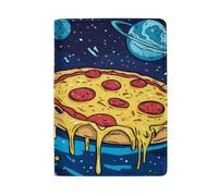 Reisepasshülle mit Kreditkartenfächern für Damen, Cartoon Pizza in Space-1