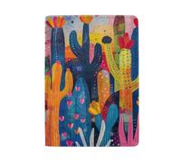 Reisepasshülle mit Kreditkartenfächern für Herren, Farbige Malerei Der Kaktuspflanze