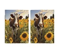 Reisepasshülle mit Kuh in Sonnenblumen, ultradünn, PU-Leder, Reisedokumenten-Organizer, kompakt, Premium, internationaler US-Pass, Schutzhülle für Damen und Herren