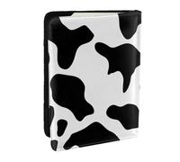 Reisepasshülle mit Kuh-Motiv, RFID-Reisepasshülle, PU-Leder, niedlicher Reisepassschutz für Damen und Herren, Schwarz / Weiß