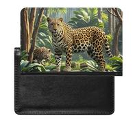 Reisepasshülle mit Leopardenmuster, schlankes Design, RFID-blockierend, mit Kreditkartenfächern für Damen/Herren