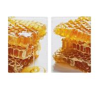 Reisepasshülle mit Meerestieren, PU-Leder, schlankes Kartenetui für Damen und Herren, Ledertasche, Reisezubehör, Tropfendes Honigmuster, 20.3x13.8cm