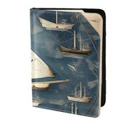 Reisepasshülle mit nautischem Segelboot-Kartendruck, Reiseutensilien, Karte und Reisepass, Anti-Diebstahl-Brieftasche, Größe passend für alle gängigen Reisepässe