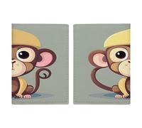 Reisepasshülle mit niedlichem Affen-Motiv, ultradünn, PU-Leder, Reisedokumenten-Organizer, kompakt, Premium-internationaler US-Pass, Schutzhülle für Damen und Herren