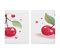 Reisepasshülle mit niedlichem Kirschmotiv, ultradünn, PU-Leder, Reisedokumenten-Organizer, kompakt, Premium, internationaler US-Pass, Schutzhülle für Damen und Herren