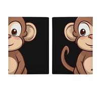 Reisepasshülle mit niedlichem Mops-Motiv, PU-Leder, schlankes Kartenetui für Damen und Herren, Leder, Reisezubehör, Cartoon Brown Monkey, 20.3x13.8cm