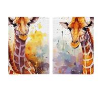 Reisepasshülle mit niedlichem Mops-Motiv, PU-Leder, schlankes Kartenetui für Damen und Herren, Leder, Reisezubehör, Aquarell Giraffen, 20.3x13.8cm