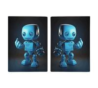 Reisepasshülle mit niedlichem Roboterdruck, Reisepasshülle für Reisepass, Karten, Brieftaschenschutz, RFID-blockierend, Leder-Kartenetui für Damen und Herren, niedlicher blauer Roboter, 20,3 x 13,8