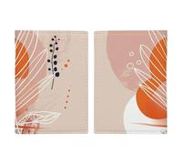 Reisepasshülle mit Papierschnitt, Blumenmuster, PU-Leder, schlankes Kartenetui für Damen und Herren, Lederhülle, Reisezubehör, Pfirsich und Dunkelbeige, 20.3x13.8cm