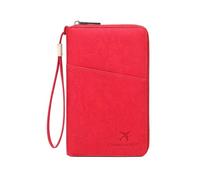 Reisepasshülle mit Reißverschluss, Reisepasshülle für Reisen, RFID-blockierendes Kartenetui, wasserdichtes Reisezubehör, Rot, 20x12x2cm