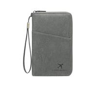 Reisepasshülle mit Reißverschluss, Reisepasshülle für Reisen, RFID-blockierendes Kartenetui, wasserdichtes Reisezubehör, Grau, 20x12x2cm