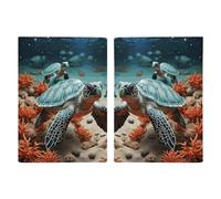 Reisepasshülle mit Schildkröten-Seestern, bedruckt, Reisepasshülle für Reisen, Reisepass, Brieftasche, RFID-blockierend, Leder-Kartenetui für Damen und Herren, Schildkröten-Seestern, 20,3 x 13,8 cm,