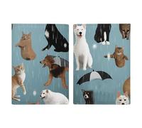 Reisepasshülle mit Schmetterlings-Motiv, PU-Leder, schlankes Kartenetui für Damen und Herren, Violett, Regnerische Katzen und Hunde, 20.3x13.8cm