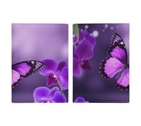 Reisepasshülle mit Schmetterlings-Motiv, PU-Leder, schlankes Kartenetui für Damen und Herren, Violett, violettfarbener schmetterling, 20.3x13.8cm