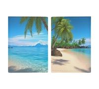 Reisepasshülle mit Schmetterlings-Motiv, PU-Leder, schlankes Kartenetui für Damen und Herren, Violett, Hawaiianischer Strand mit Palmen, 20.3x13.8cm