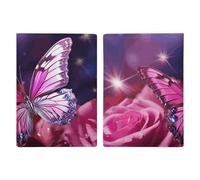 Reisepasshülle mit Schmetterlings-Motiv, Reisepasshülle für Reisen, Reisepass, Kartenschutz, Brieftasche, RFID-blockierend, Leder, Kartenetui für Damen und Herren, rosa Schmetterling, 20,3 x 13,8 cm,